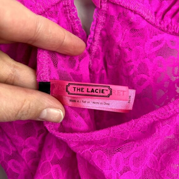 Victorias Secret the lacie hot pink intimates‎ lace halter top size medium - Picture 9 of 12
